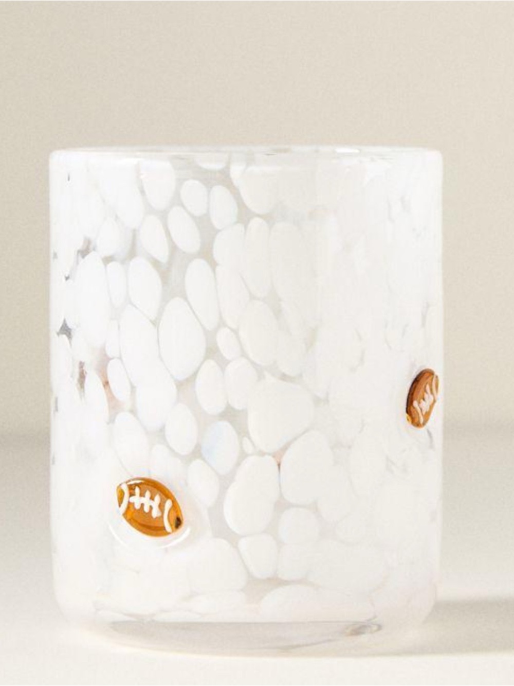 Anthropologie Ivory Football Icon Juice Glass - Picture 1 of 7